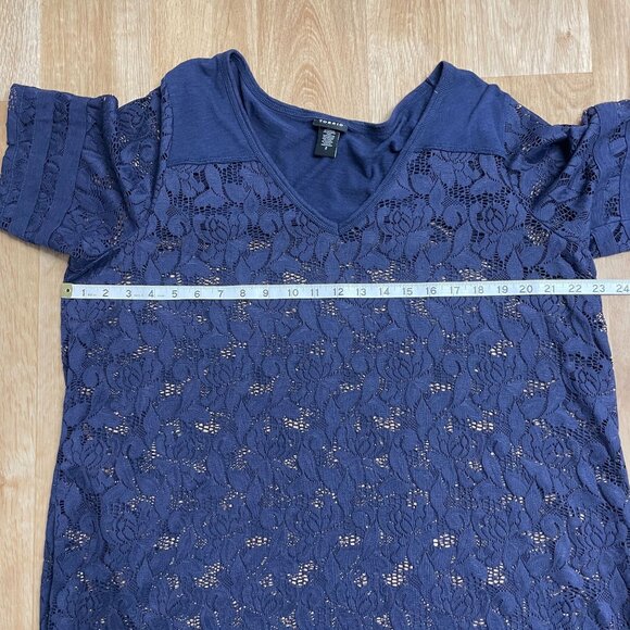 TORRID SHIRT FLORAL SEMI SHEER CUT OUT V-NECK LIGHTWEIGHT STRETCH WOMEN'S 2 (2X) - Picture 8 of 10